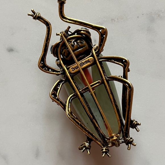IRADJ MOINI Vintage Large Beetle Bug Insect Brooch Pin Costume Designer Jewelry - Picture 3 of 11
